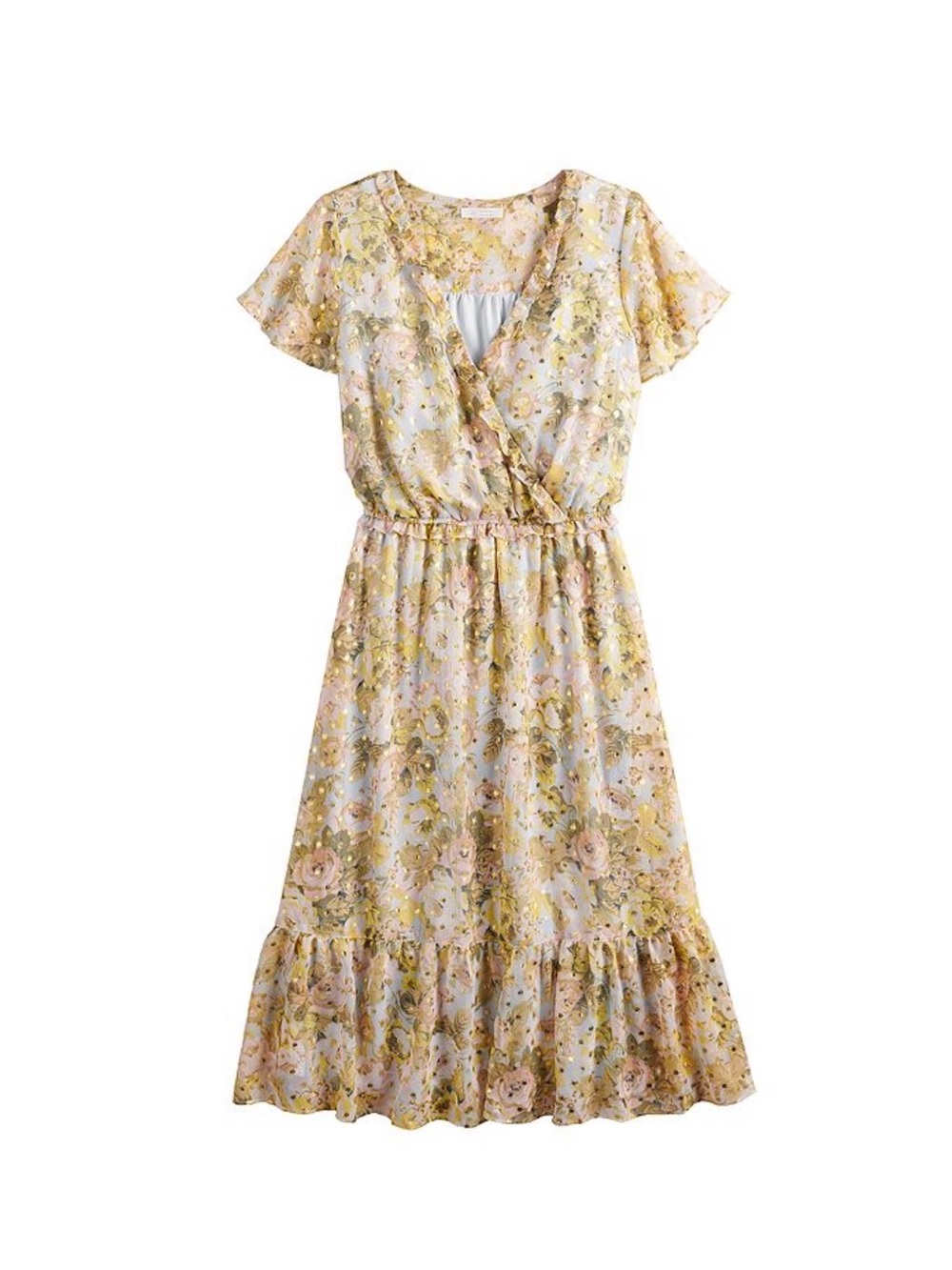 LC Lauren Conrad Floral Wrap-Style Midi Dress